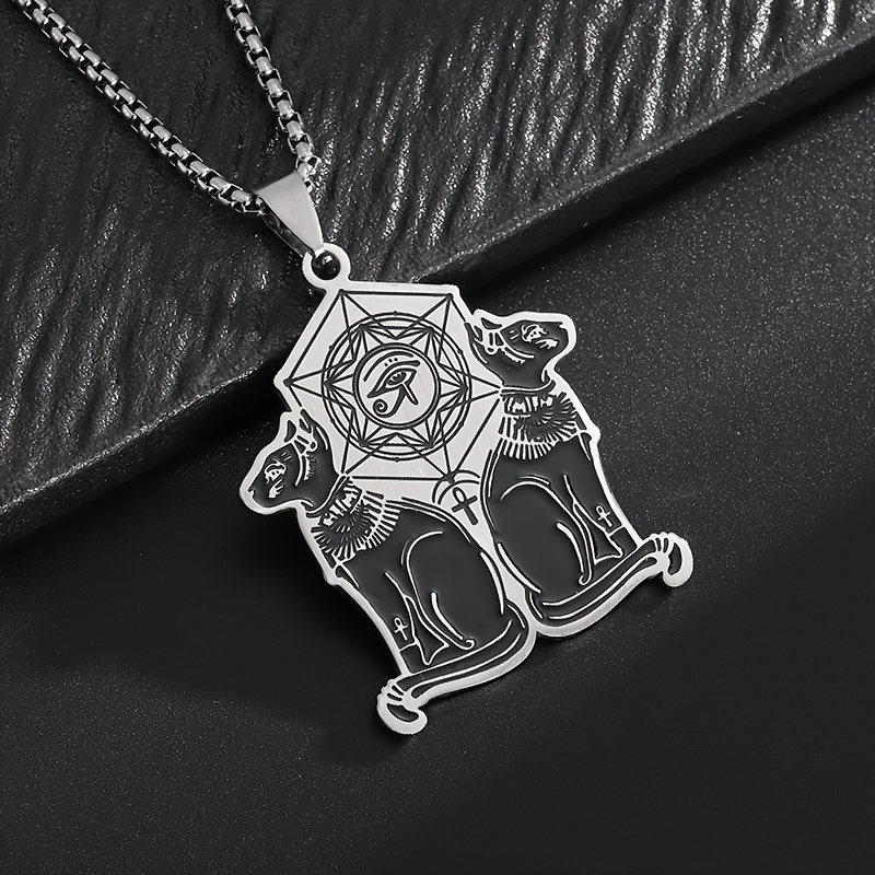 Creative Stainless Steel Hexagram Eye of Horus Cat God Pendant Necklace